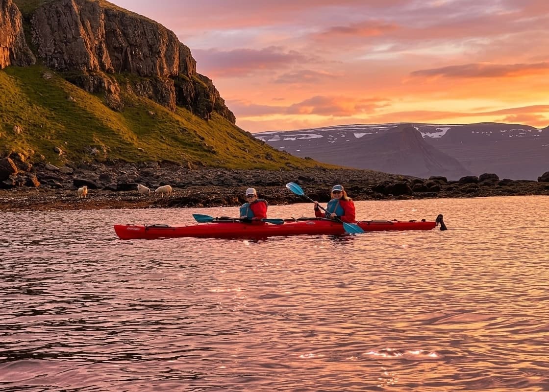 Kayaking in Midnight Sun